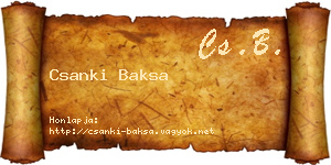 Csanki Baksa névjegykártya